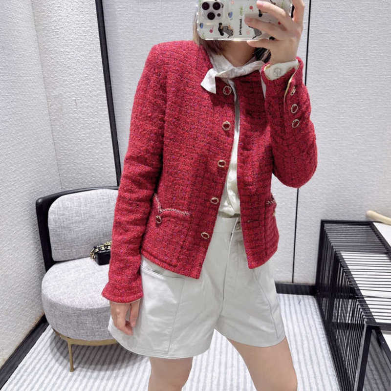 Women's Jackets designer A small fragrant jacket with a sense of atmosphere, elegant temperament, and contrasting color woven soft denim cardigan top