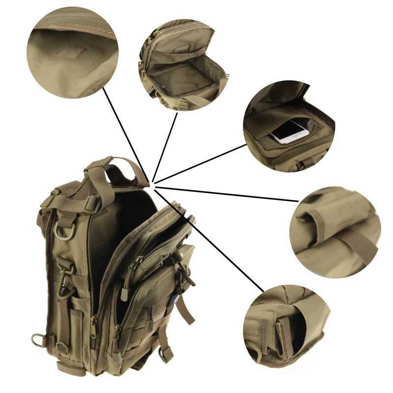 Randonnée Sacs 1000D tactique sac à bandoulière unique militaire sac à dos à bandoulière unique armée Molle assaut sac à bandoulière petit EDC une sangle sac à dos YQ240129