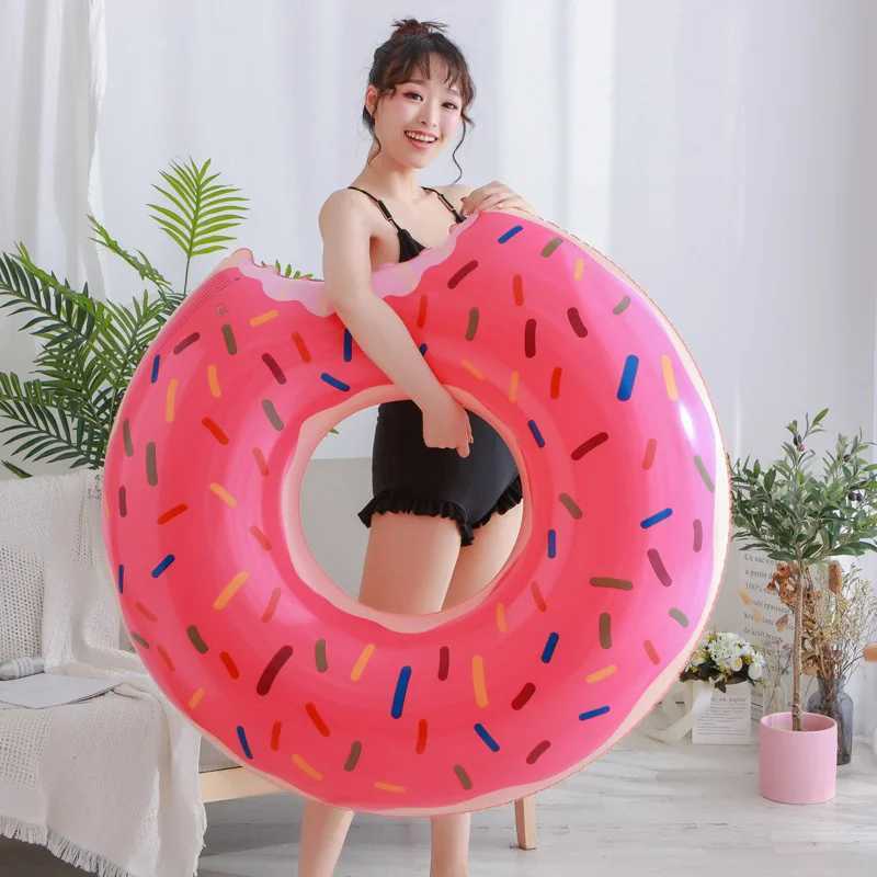 Other Pools SpasHG Inflatable Donut Swimming Ring Giant Pool Float Toy Swimming Pool Float Bathing Pool Toy Party Decoration Bar Coasters YQ240129