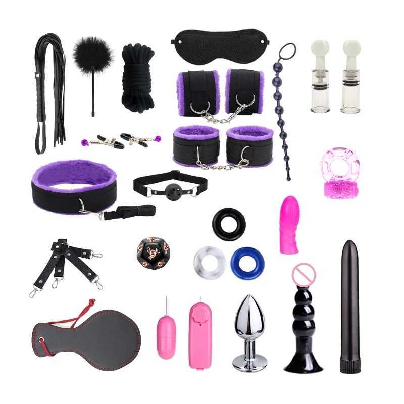 Bondage Exotic Sex BDSM Toys Plush Sexy Bondage Bundle Restraint Kit Gag Whip Sex Toys U1JD