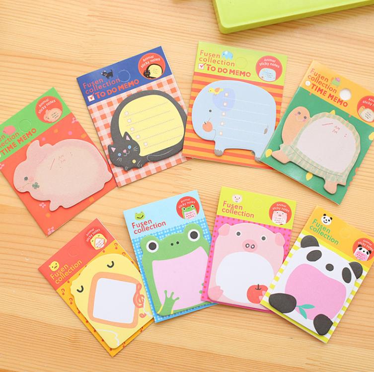 500 pièces autocollant mignon Kawaii animaux Notes autocollantes bloc-Notes bloc-Notes fournitures scolaires de bureau papeterie Panda chat Kitty signet SN4542