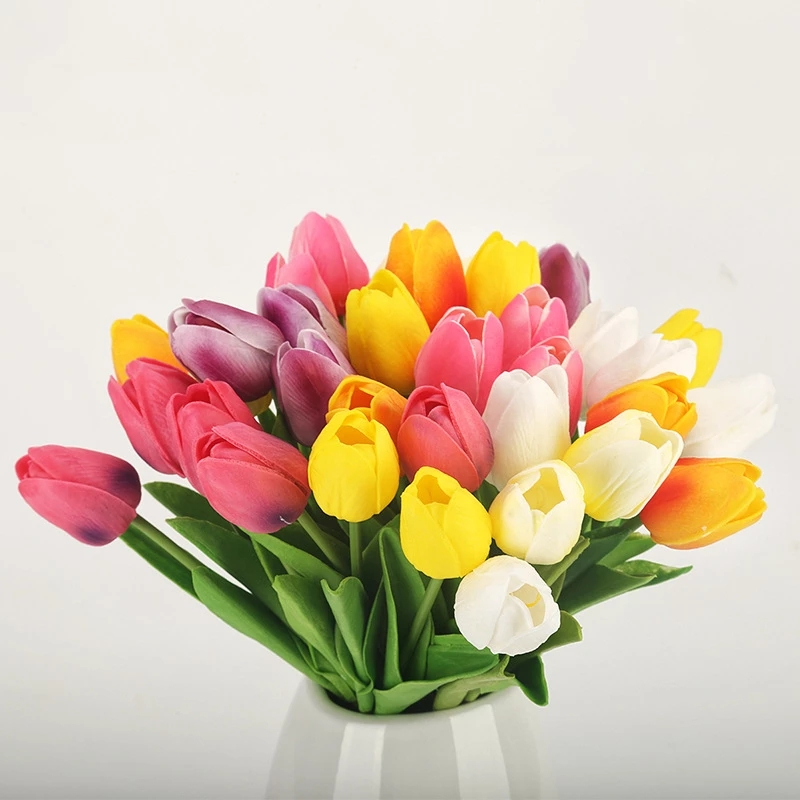 Fleurs de tulipes artificielles en gros bouquet de tulipes fausses fleurs pour le bureau de mariage du bureau de la maison décoration de cuisine