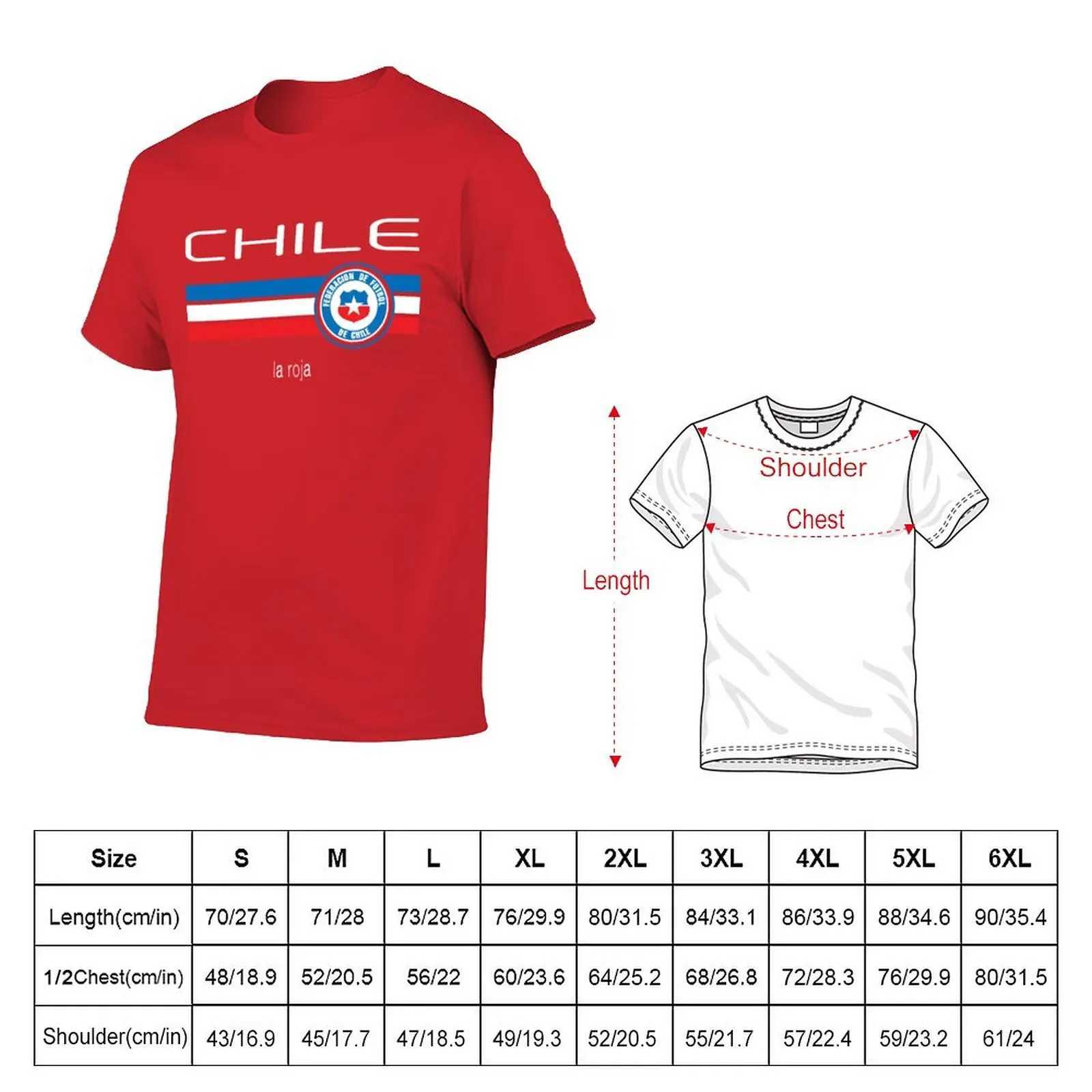 メンズTシャツサッカー - チリ（家の赤）Tシャツブランクヴィンテージ服メンズホワイトTシャツ