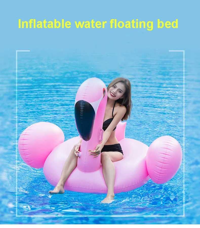 Other Pools SpasHG 150CM Giant Inflatable Rose Gold Flamingo Pool Float Inflat Swimming pool Tube pool Adult Swimming Ring Pool Toys YQ240129