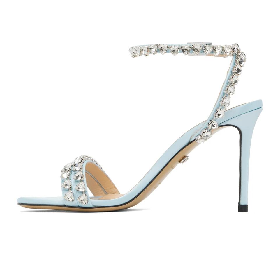 Elegante Mach Mach Audrey Sandalias Zapatos Mujer Corazón Cristal Stappy Satén Martini Tacón Vestido de fiesta Boda Señora Gladiador Sandalias EU35-43, con caja