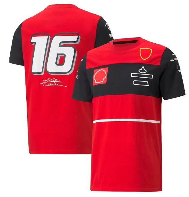 F1 Equipe de corrida Red T-shirt Fórmula 1 Terno de corrida de mangas curtas Jersey Motorsport ao ar livre Camisa pólo esportivo rápido ao ar livre