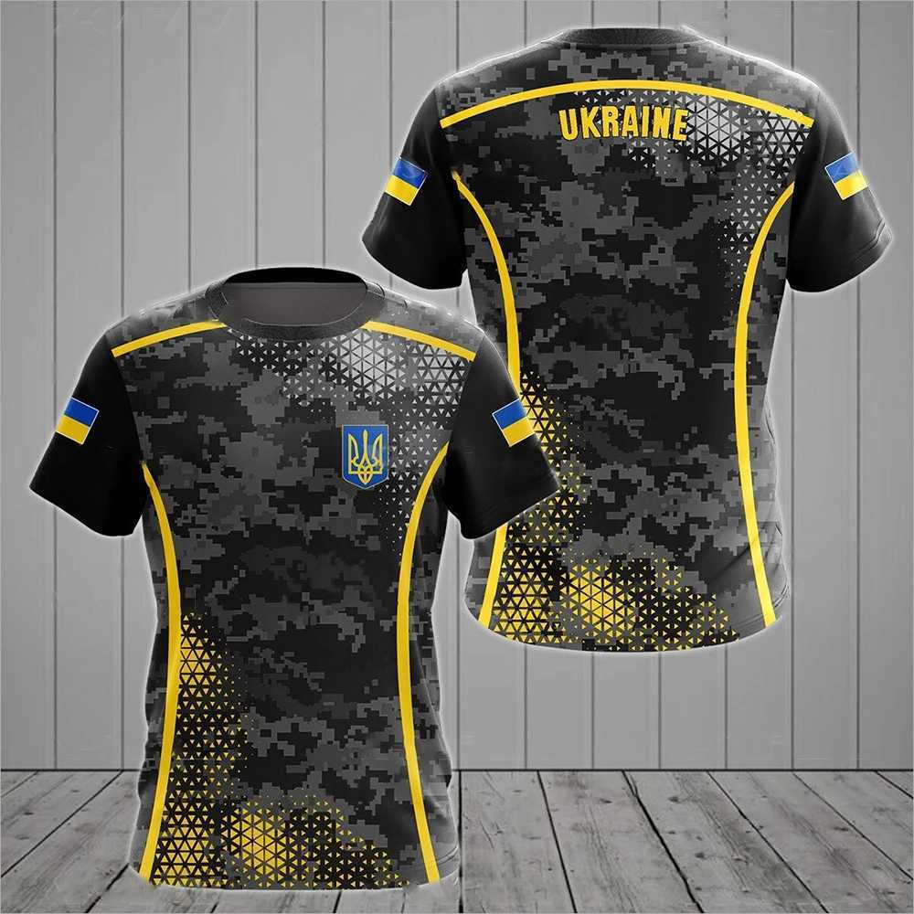 Homens camisetas Ucrânia Bandeira Camisa Homens T-shirt Tops Exército Ucraniano Camuflagem Manga Curta Jersey Verão O-pescoço Oversized Streetwear Masculino Tees