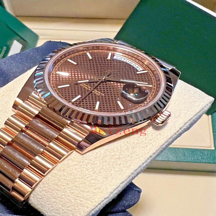 Luxury Wristwatch Day Date President 228235 18K Rose Gold Chocolate Motif Dial 40mm Menatic Watch-2237W