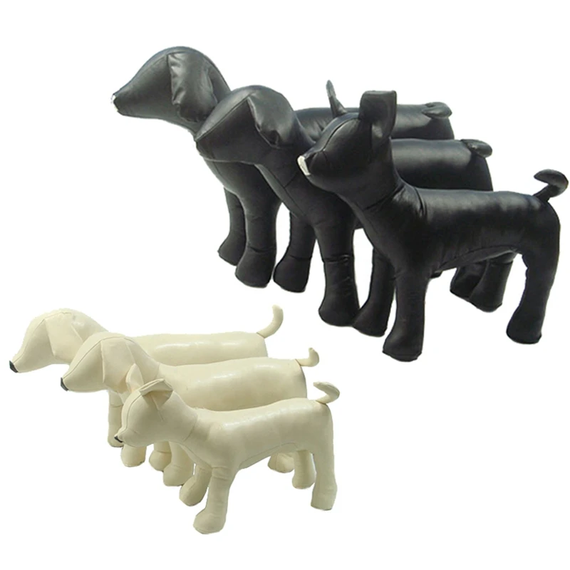 Promozione abbigliamento!Manichini cani in pelle Posizione in piedi Modelli di cani Giocattoli Negozio di animali animali Manichino da esposizione Bianco L