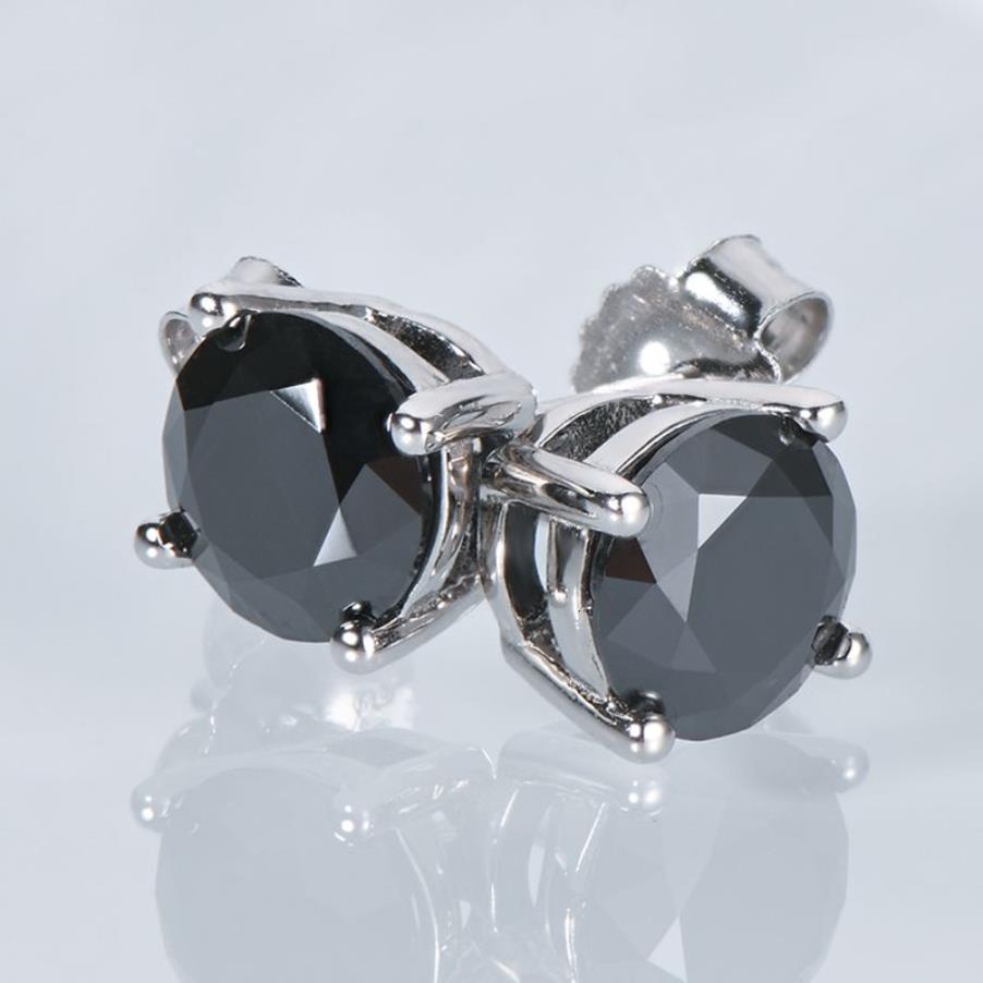 Stud Iogou Black Studörhängen för män Kvinnor D Färg 6 5mm Solitaire Diamond Earrings Solid 925 Sterling Silver Jewelry 230208299o