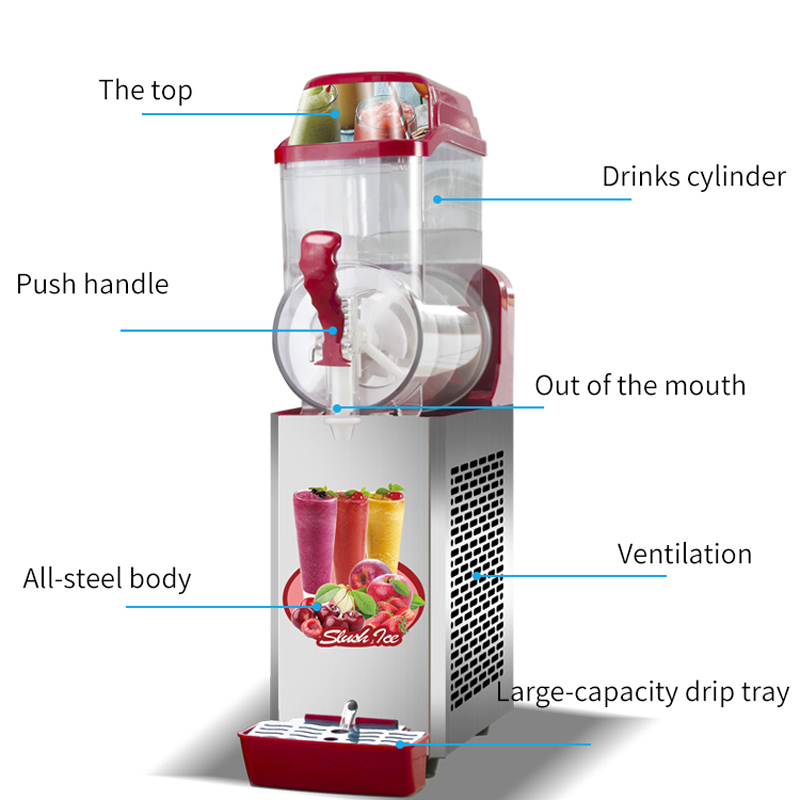 Kommersiell snösmältningsmaskin/Ice Slush Machine Ice Slusher Cold Drink Dispenser Smoothie Machine