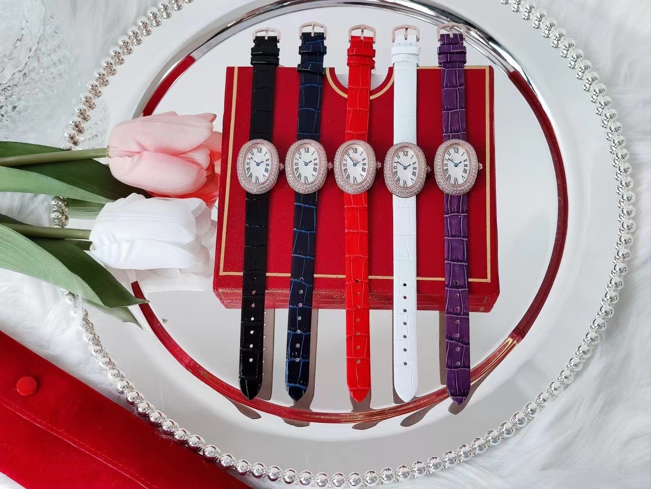 Luxury women's watch quartz movement 904 stainless steel watch chain Dial diameter