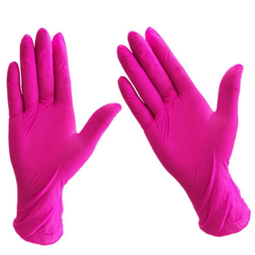 使い捨て手袋ピンク廃棄可能なニトリルゴムラテックスラテックスユニバーサルキッチン家庭用クリーニングガーデニングパープル222p