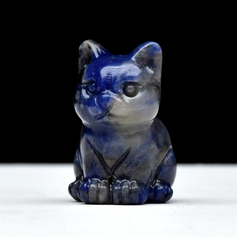 Height Cat Statue Crafts Natural Chakra Stone Carved Crystal Reiki Healing Animal Figurine Gift