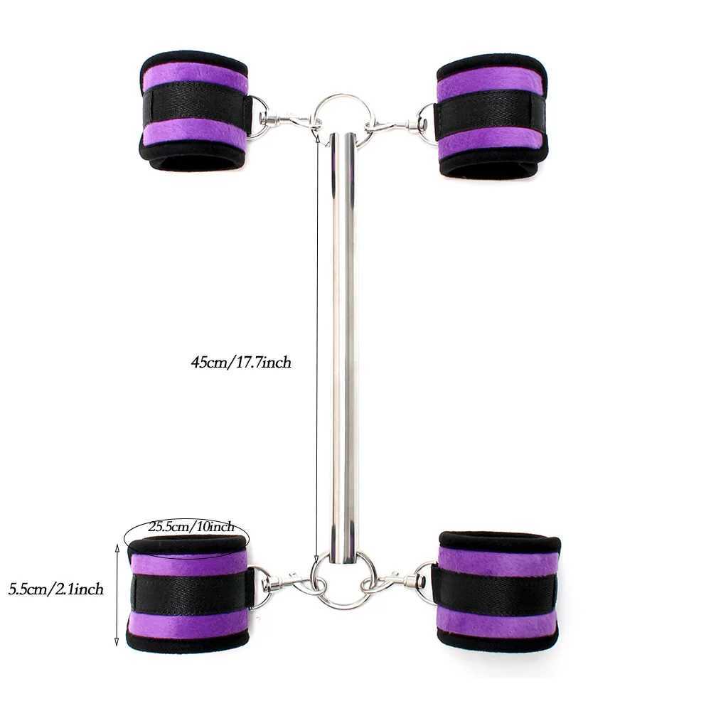 Bondage Handcuffs Ankle Cuffs Restraints With Metal Pipe Sexy Plush With Bondage Gear Accessories For Adult