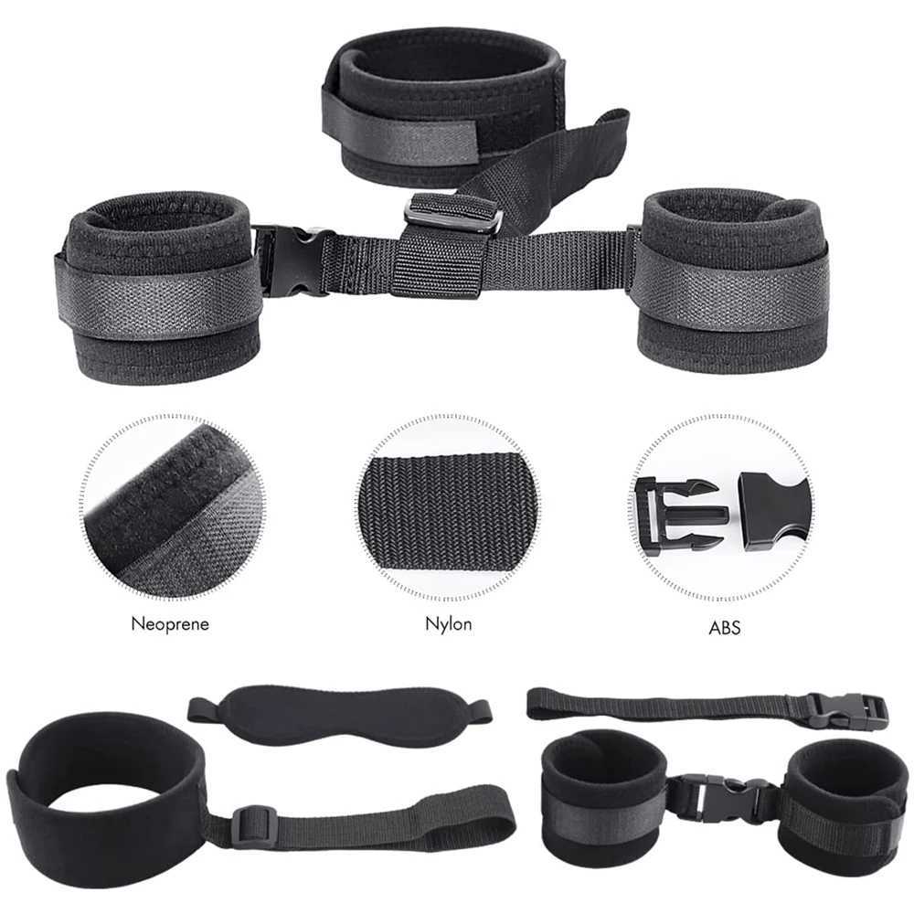 Kit de Bondage sexuel SM, menottes, collier, cheville, bandeau, plumes, jeux pour adultes, jouets pour femmes et hommes