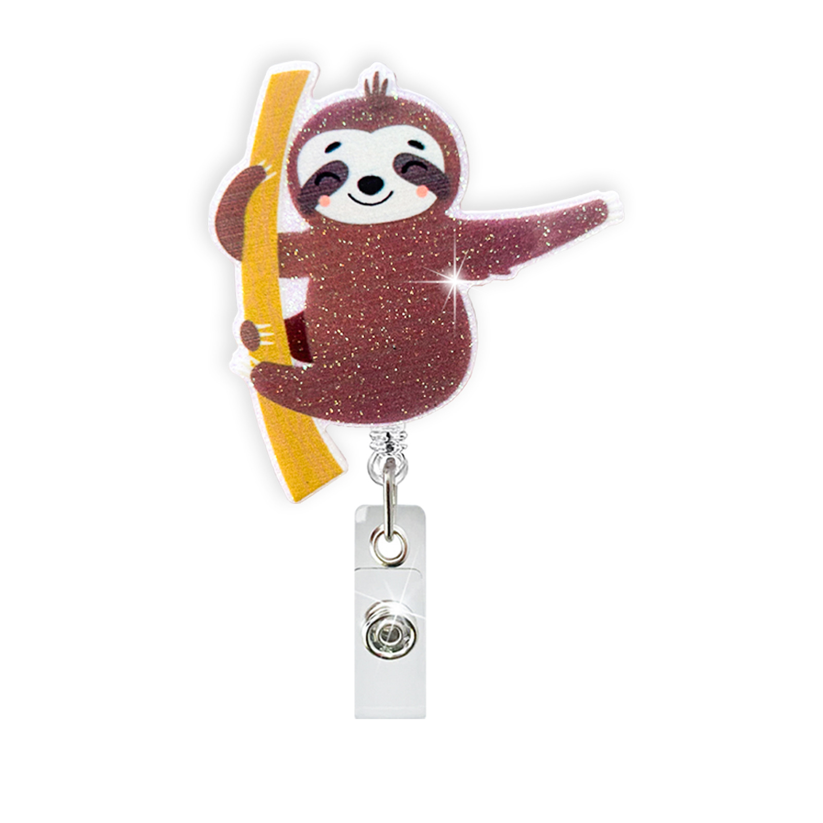 Portachiavi con distintivo di bradipo Accessori da scrivania Porta badge identificativo a scomparsa con clip ufficio