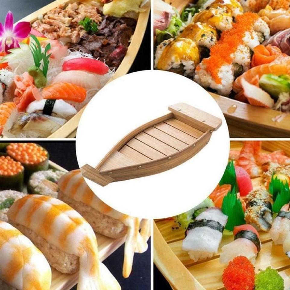 Ensembles de couverts 37x15 3x7cm Cuisine japonaise Sushi bateaux outils bois fait à la main simple navire Sashimi assortis plats froids vaisselle Bar309Y