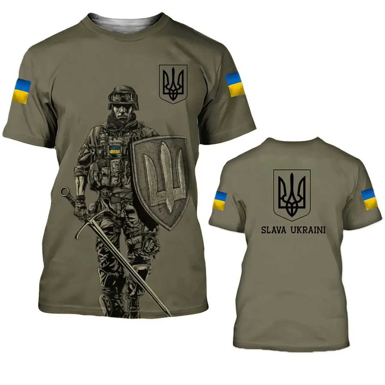 Homens camisetas Ucrânia Bandeira Camisa Homens T-shirt Tops Exército Ucraniano Camuflagem Manga Curta Jersey Verão O-pescoço Oversized Streetwear Masculino Tees