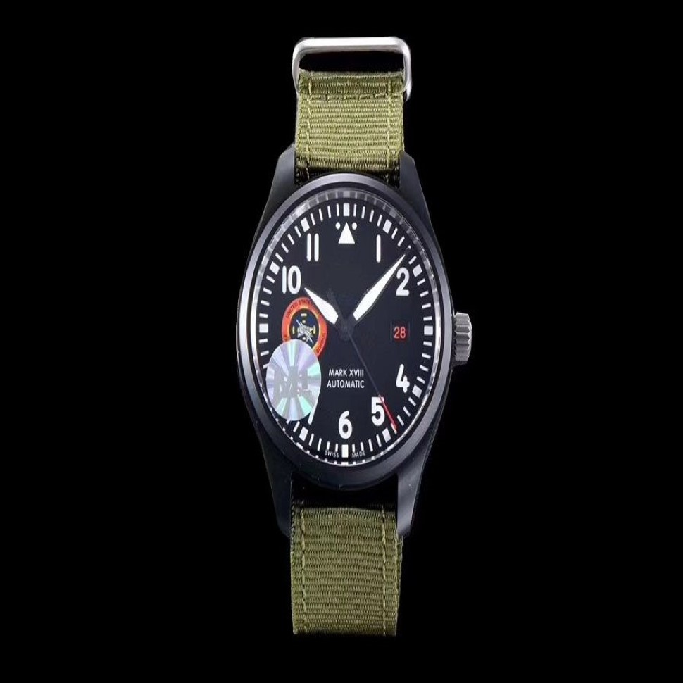 Мужские часы ограниченной серии 40 мм, темно-синий военный ремешок НАТО, сапфировый черный керамический корпус, водонепроницаемые автоматические часы 327001 327002 336s
