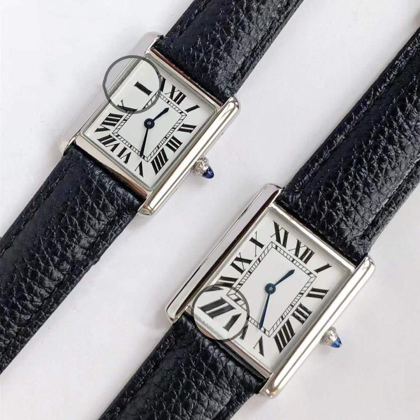 22mm 26mm Geometric Rectangle Tank Wristwatch Senior Must Quartz Watches Female Roman Number Watch Black Leather Sapphire Crystal 302W