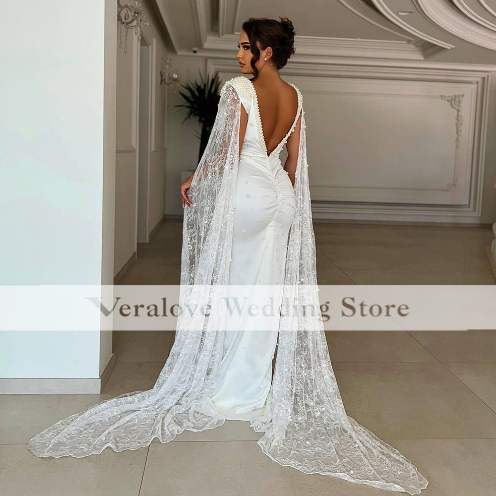 Robe de mariée bohème en dentelle, Sexy, sirène, avec Cape, plage, style Boho, robe de mariée de campagne, 2024