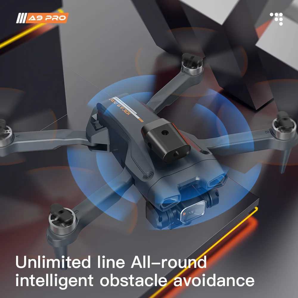 Drones Nouveau A9 PRO 4K Drone 5G WIFI FPV 8K HD caméra hélicoptère sans brosse pliable évitement d'obstacles professionnel RC quadrirotor jouet 3KM YQ240129