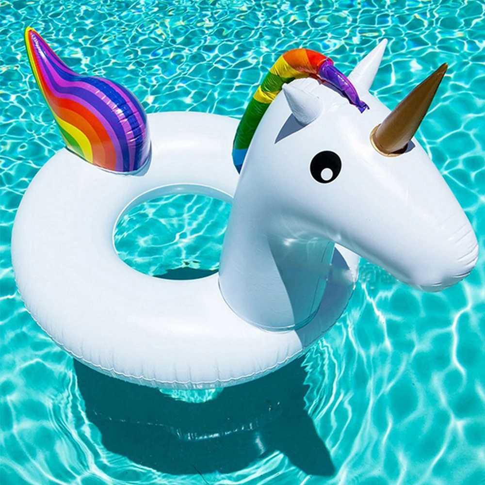 Andra pooler SPASHG Giant Unicorn för vuxna barn Uppblåsbar simning Ringrör som flyter utomhusbadsätet Pool Beach Party Water Sports Toys YQ240129