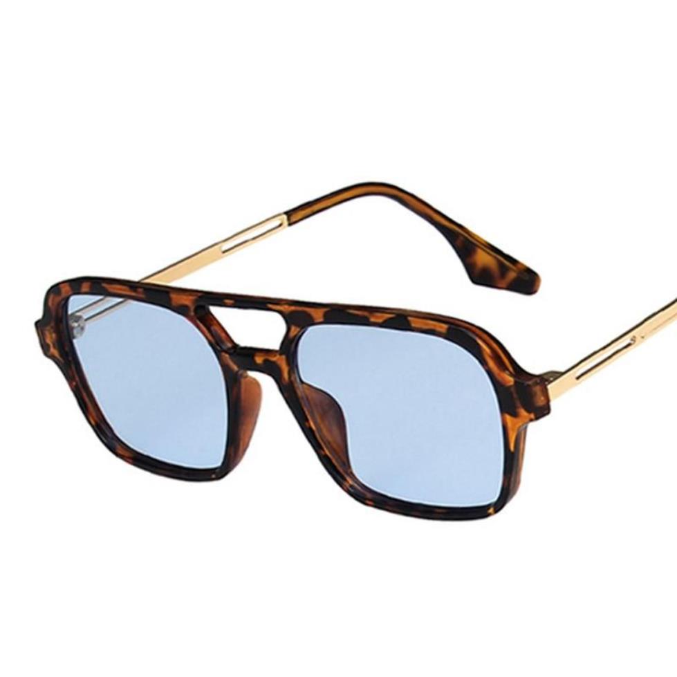 Lunettes de soleil carrées pour hommes et femmes, Vintage, bleu léopard, verres transparents, mode rétro, marque Eyeglasses292w