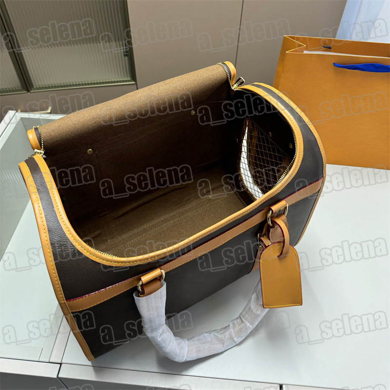 Designer Dog Cat Carrier Pet Bag Handbags Classic Floral Practical Travel Outdoor Web Window Handles 39x20x32cm