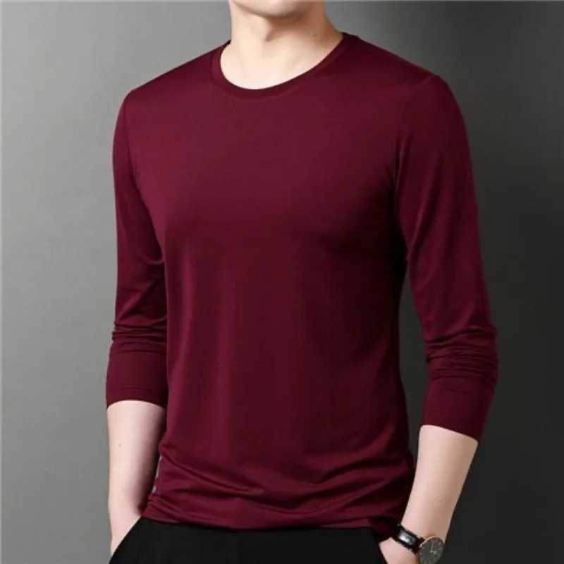 Men's T-Shirts 2023 New Men's T-Shirts Long Sleeve Slim Men T-Shirt Young Man Solid Autumn Tops Tees Shirt O-Neck For Male Boys Tshirt