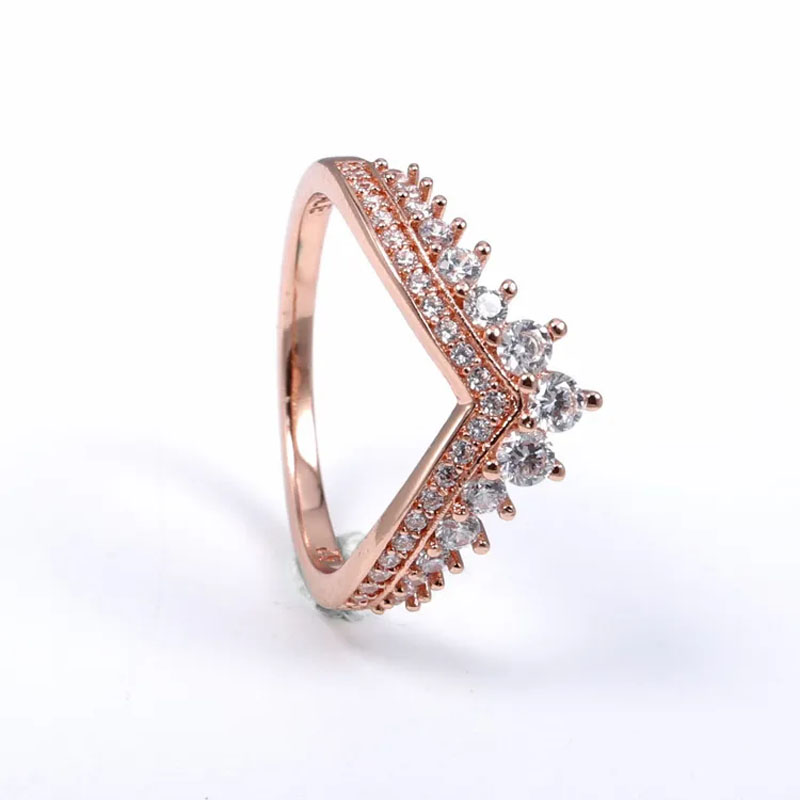 T GG – bague en or Rose véritable 18 carats, en forme de larme, en diamant CZ, Style boîte originale, bijoux de Couple de fiançailles et de mariage