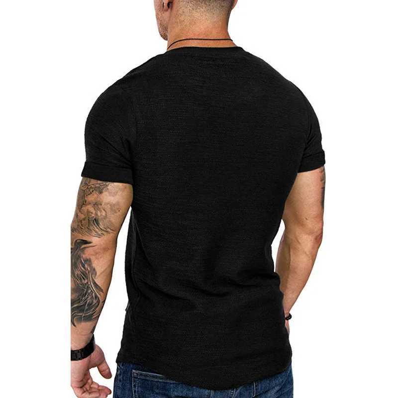 Homens Camisetas Esportes Masculinos T-shirt Slim Fit O-pescoço Manga Curta Muscle Fitness Casual Hip Hop Top Verão Moda Básica Sólida T-shirt