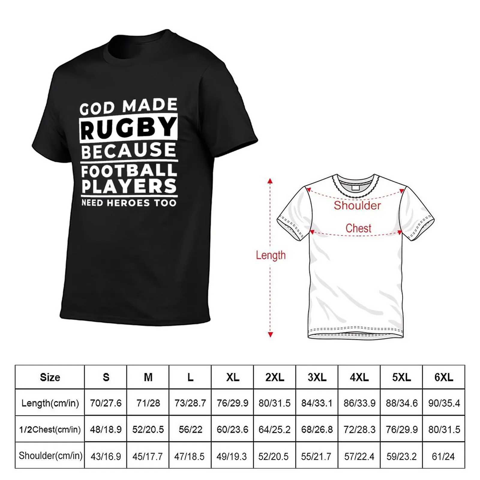 Heren T-shirts God heeft rugby gemaakt omdat voetbalspelers ook helden nodig hebben - Rugby Humor T-shirt esthetische kleding effen heren t-shirt