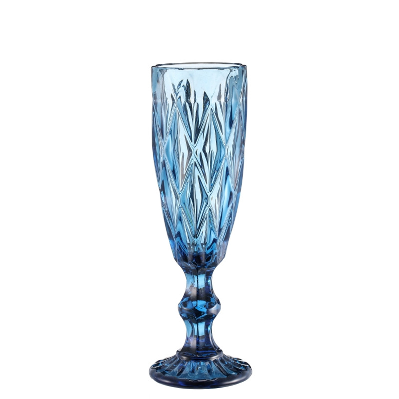 European Style Embossed Champagne Stained Glass Beer Goblet Vintage Wine Glasses Household Juice Drinking Cup Cocktail Glass 150ML