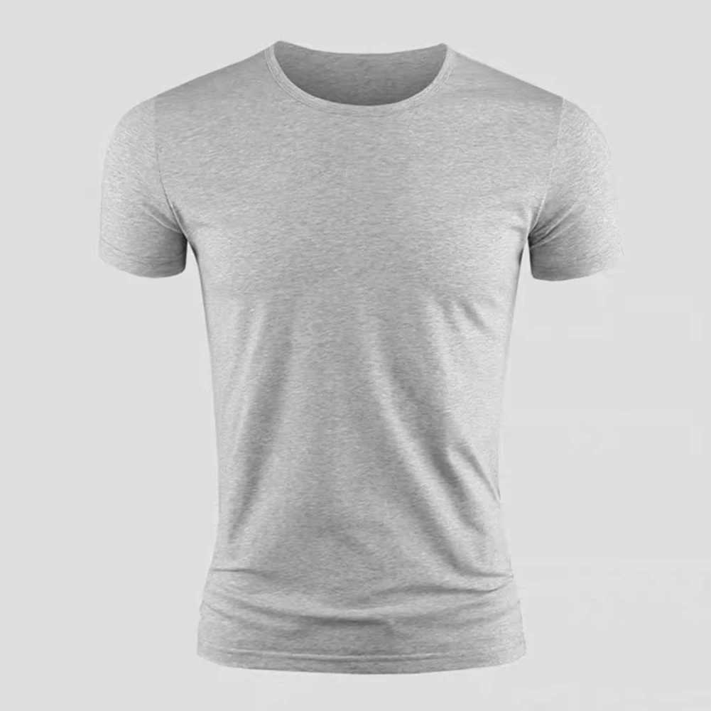 Mäns t-shirts herrar kort ärm t-skjorta sommaren vanlig casual gym muskel besättning hals smal passformar andningsbara löpning t-shirt tee