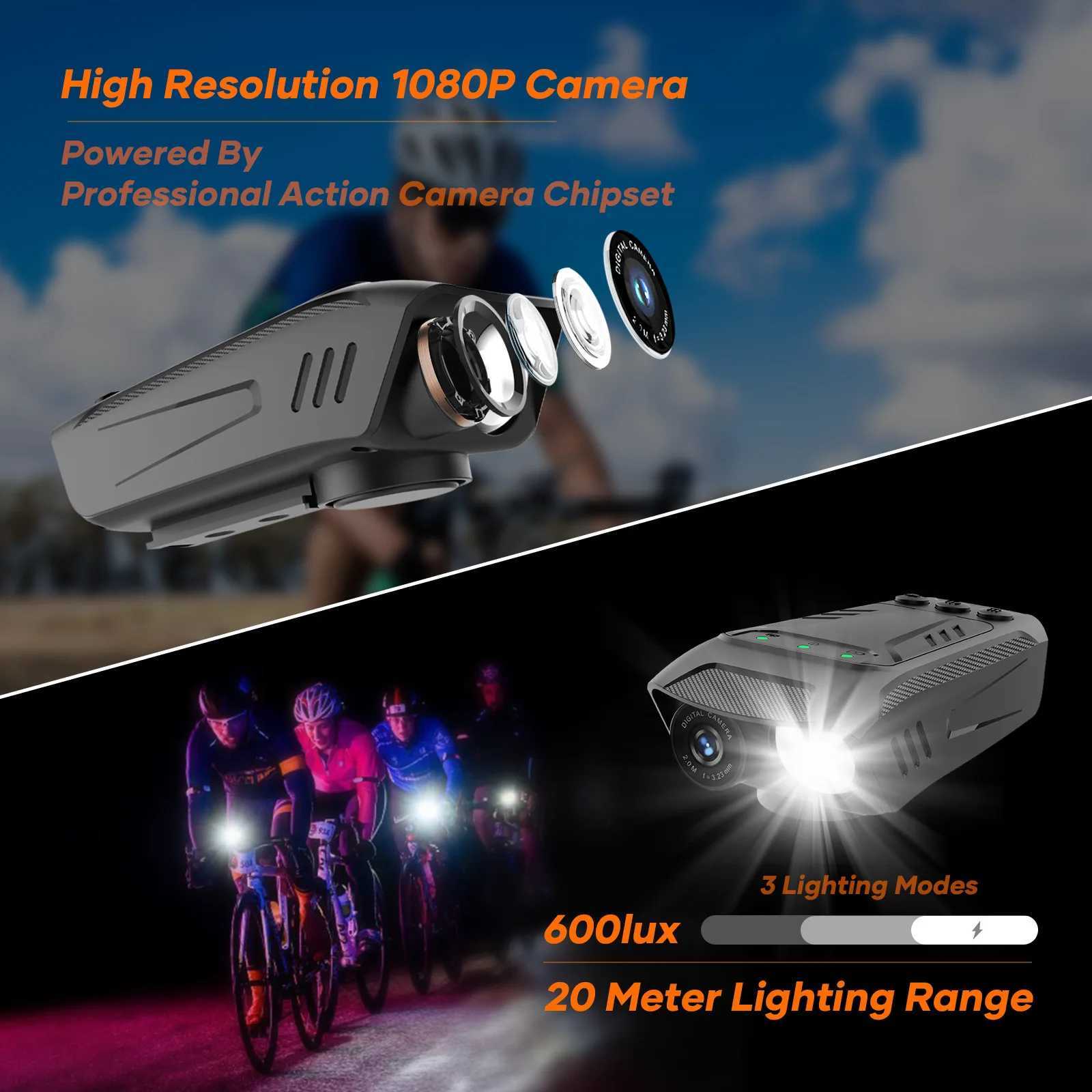 Caméras vidéo d'action sportive 1080P Sport casque caméra moto vélo lecteur enregistreur extérieur IPX5 étanche caméras d'action avec klaxon lumineux de vélo YQ240129