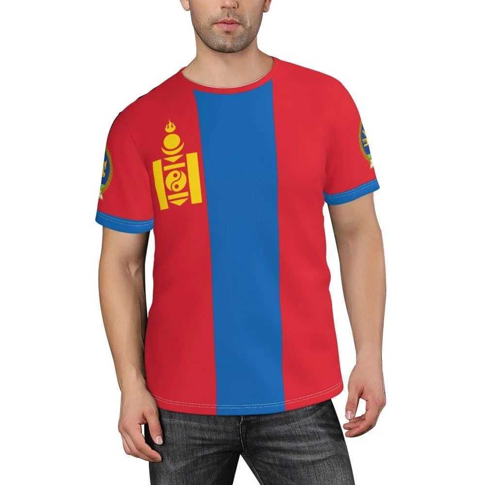 Męskie koszulki Niestandardowe Numer nazwy Mongolia Flag Emblem 3D T-shirty dla mężczyzn Tees Tees Jersey Drużyna Ubrania piłki nożnej fanów fanów prezent