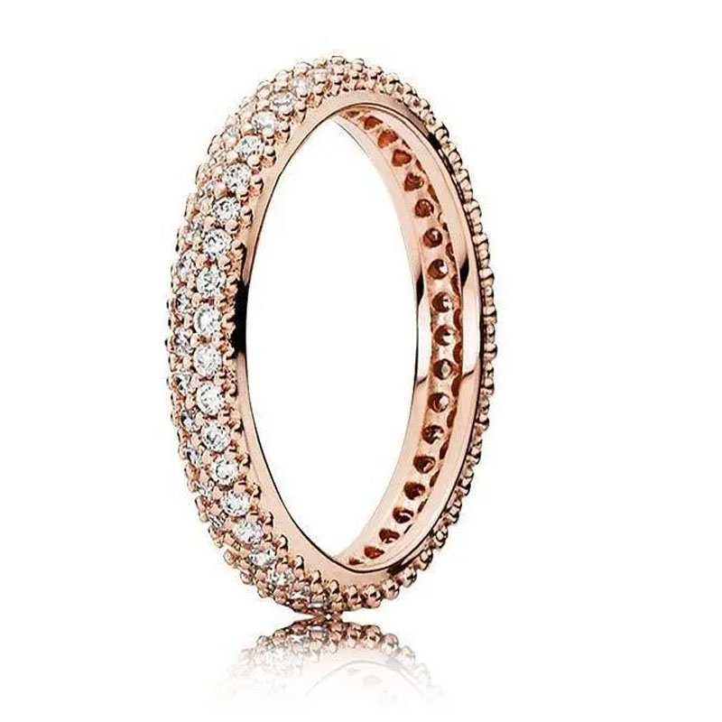 T GG – bague en or Rose véritable 18 carats, en forme de larme, en diamant CZ, Style boîte originale, bijoux de Couple de fiançailles et de mariage