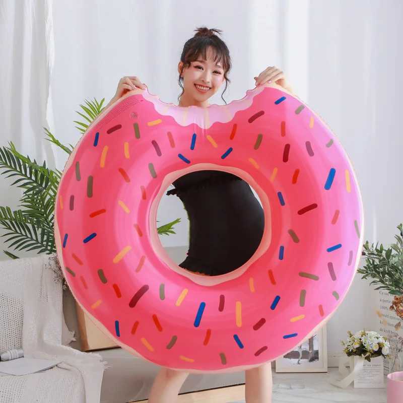 Other Pools SpasHG Inflatable Donut Swimming Ring Giant Pool Float Toy Swimming Pool Float Bathing Pool Toy Party Decoration Bar Coasters YQ240129