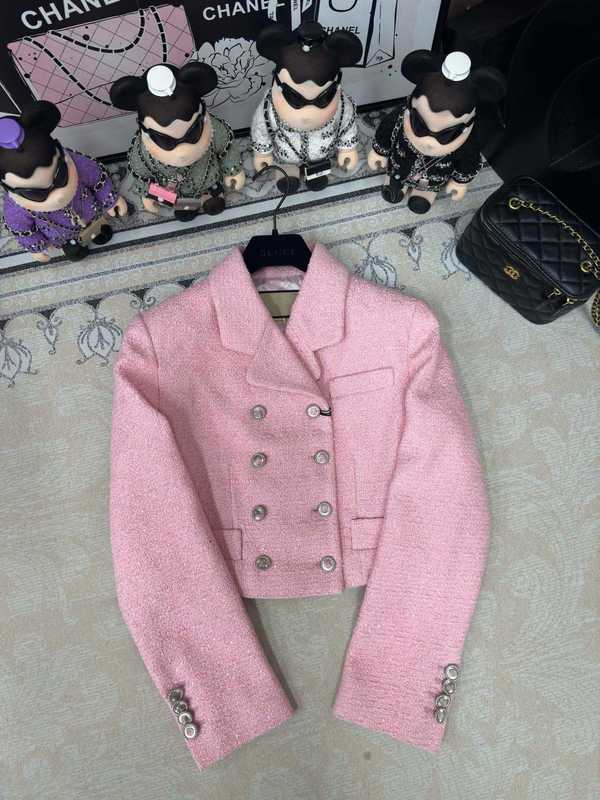 女性用ジャケットのデザイナーShenzhenen2024早春に新製品Light Pink Double Bestodshor Short WoolenスーツコートY4WU