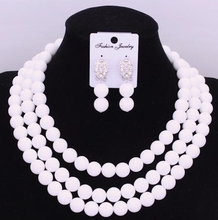 Dudo Fabulous White Jewelry Set Stone African Beads Wedding Jewelry Set Vintage Necklace Bracelet Jewellery set 2024 