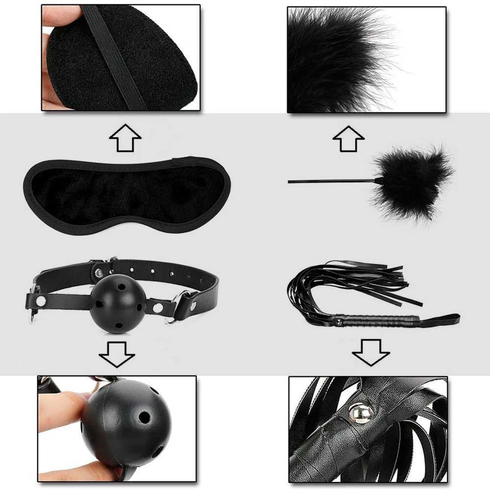 Adult Toys Female erotic accessoriesBDSM Bondage Kits sexy toys handcuffs for Woman Anal plug Gag Vibrator sexulaes toys for adults 18