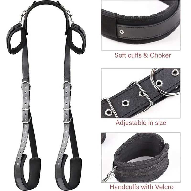 Adult Toys BDSM Sex Bondage Thigh Sling Bed Restraints Kit with Adjustable Wrist Cuffs Legs Strap Bondage Rope Handcuffs For Couple