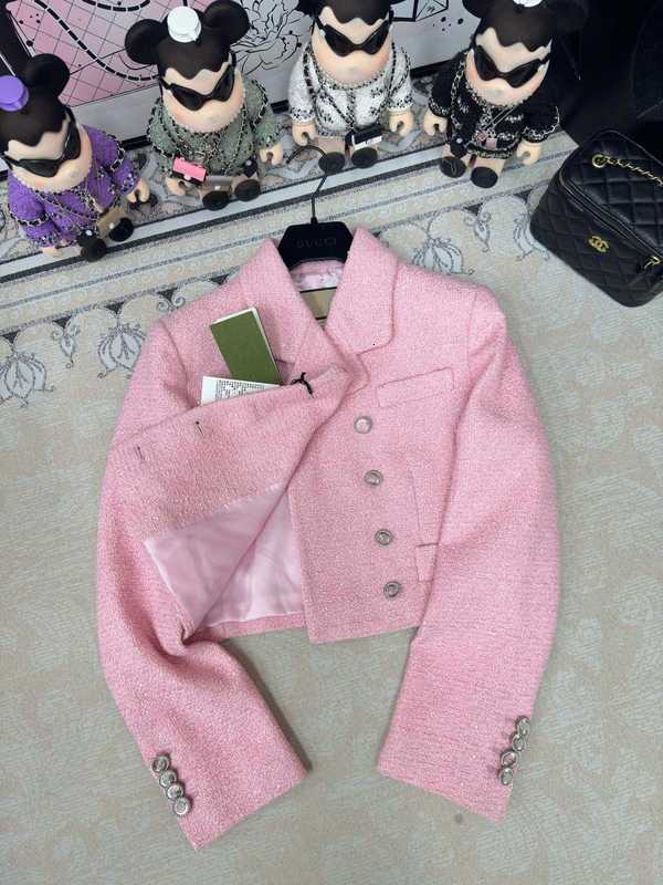 女性用ジャケットのデザイナーShenzhenen2024早春に新製品Light Pink Double Bestodshor Short WoolenスーツコートY4WU