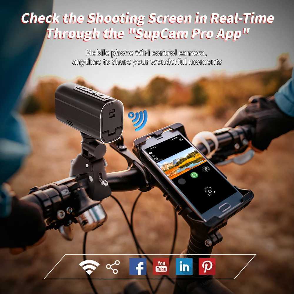 Akcja sportowa kamery wideo 5K HD WiFi Nocna kamera akcji Anti Shake Riding Motorcycle Recorder z LED Light WIFI Sport Helmet kamera YQ240129