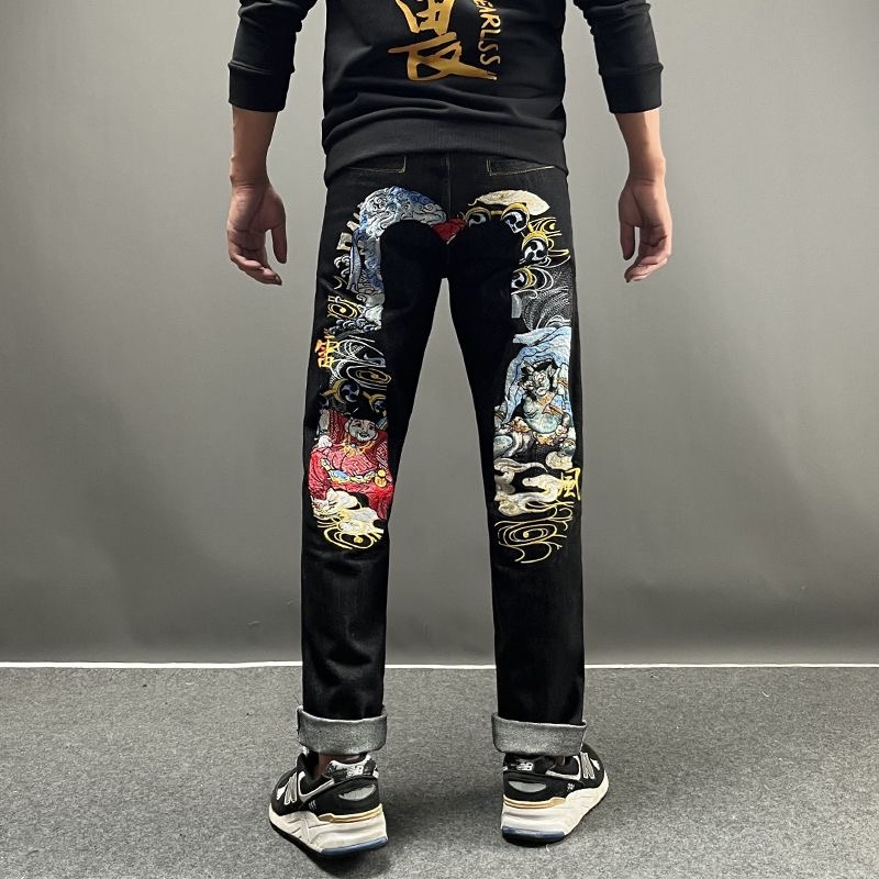 Neue lila Jeans, amerikanische JNCO-Jeans, Y2K-Jeans, High Street Fashion, neue große M-gedruckte Modemarke ksubi Jeans, vielseitige, lockere, gerade Herren-Casual-Jeanshosen