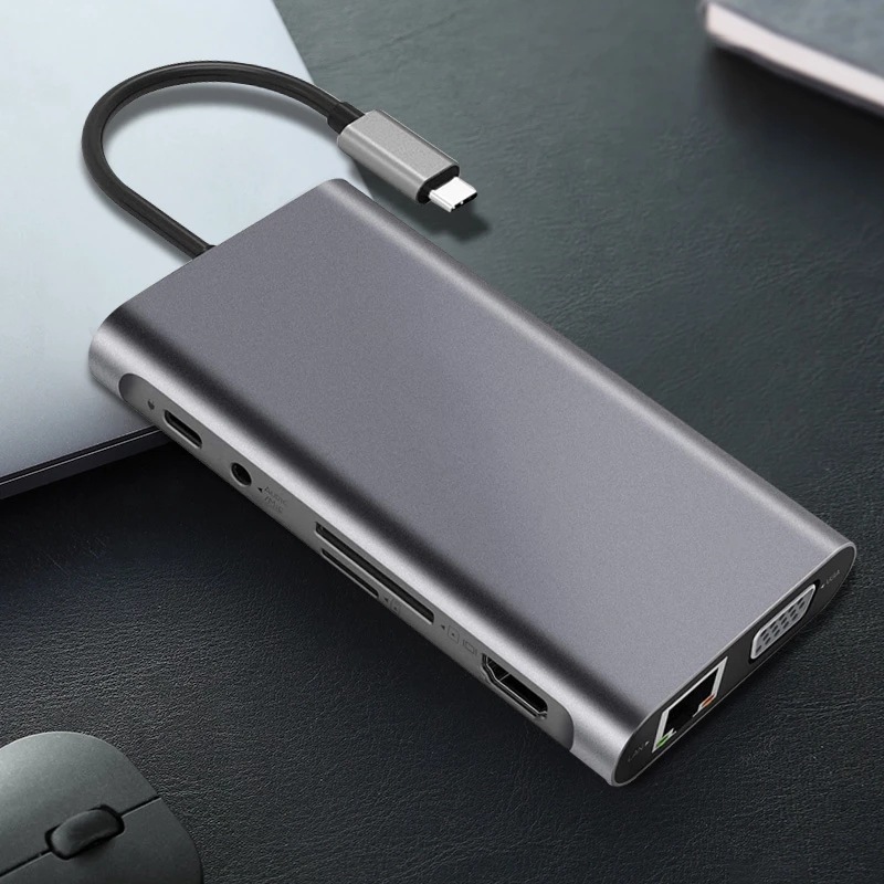 USB C HUB 11, 1 Tip C ila 4K HDMI uyumlu adaptör RJ45 SD/TF Kart Okuyucu ile PD Dizüstü Dizüstü Bilgisayar İçin Hızlı Şarj