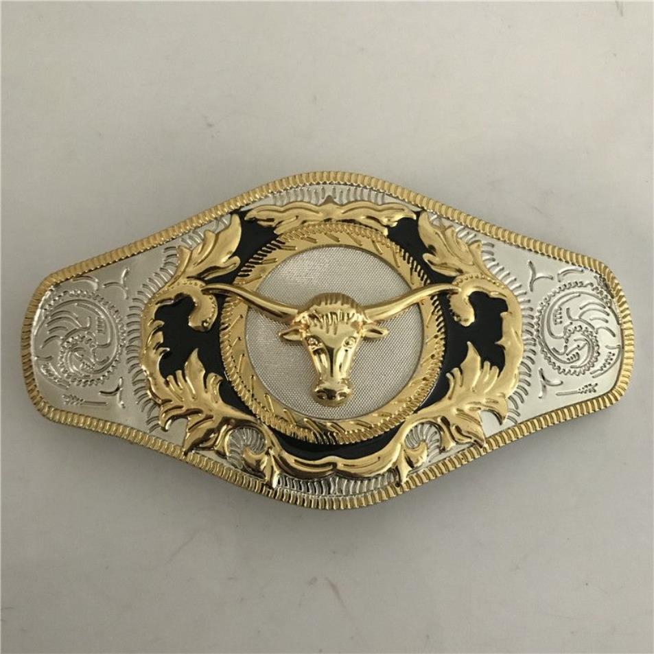 1 peça fivela de cinto ocidental com cabeça de touro dourado tamanho grande para cintura cowboy268d