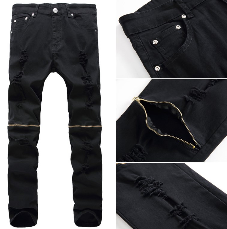 paarsHerenjeans Distressed Denim Jeans Stijlvol Trendy Gescheurd Mode Vernietigd Cool Denim Broek Distressed Skinny Casual Urban